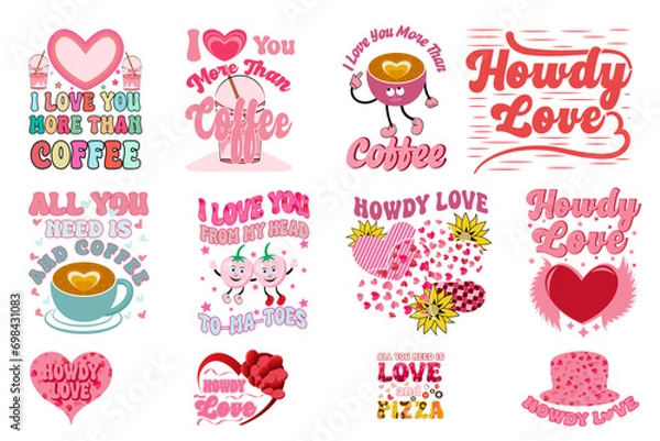 Obraz Valentine's Day Retro Design Bundle