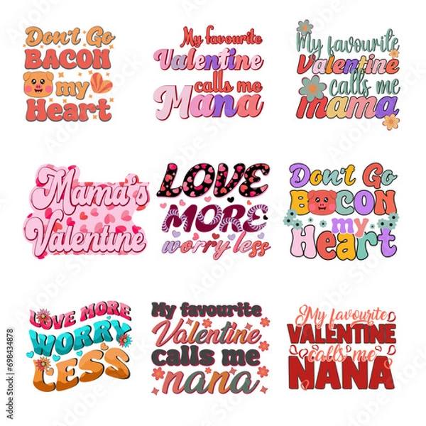 Obraz Valentine's Day Retro Design Bundle.