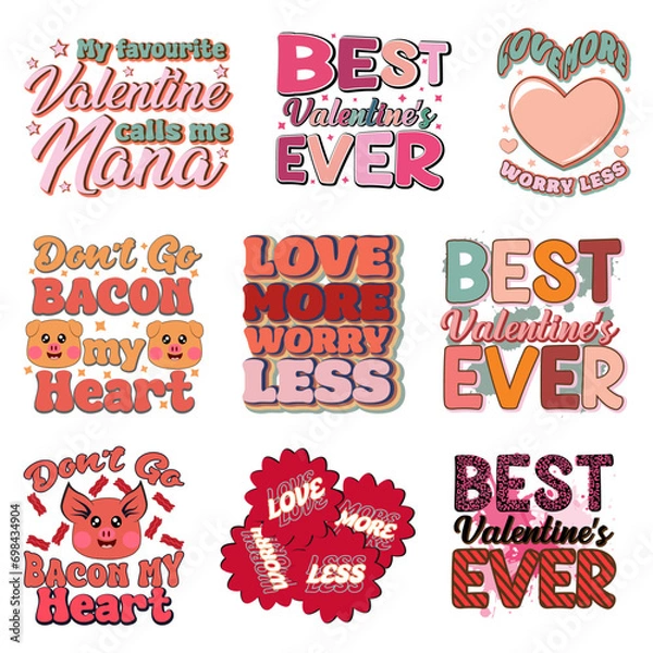 Obraz Valentine's Day Retro Design Bundle.