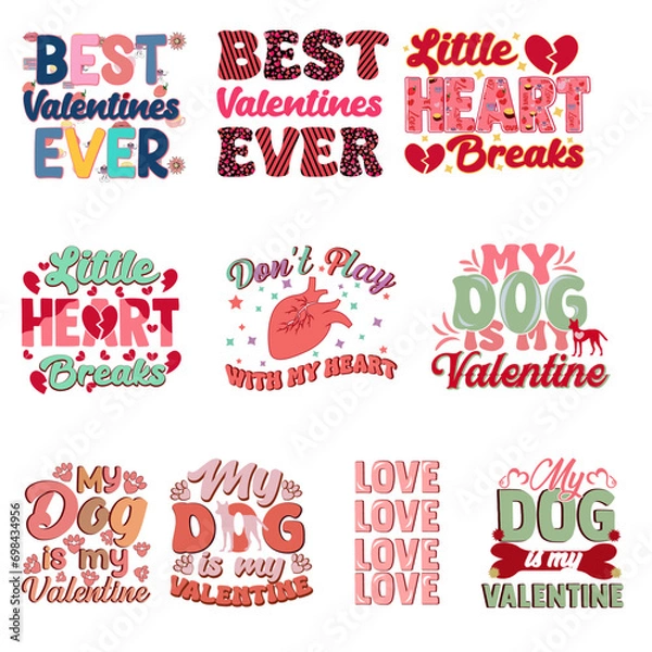 Fototapeta Valentine's Day Retro Design Bundle.