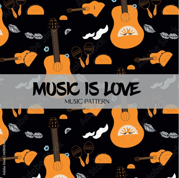 Fototapeta Music background pattern design, pattern vector texture background