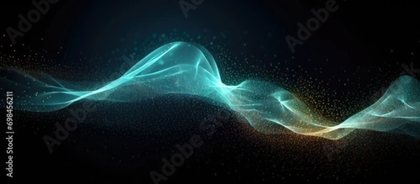 Fototapeta Futuristic technology big data visualization background. Beautiful wavy movement.