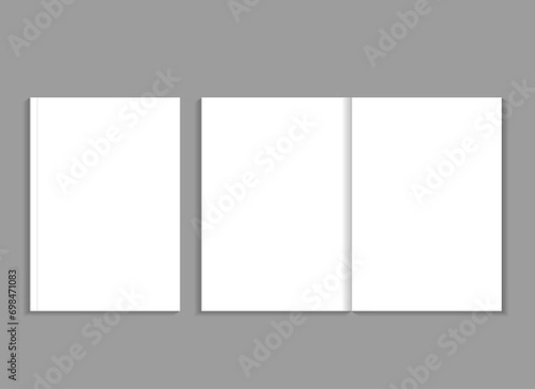 Obraz A4 magazine cover isolated on Gary background mock up, A4 Brochure, illustration vectors 