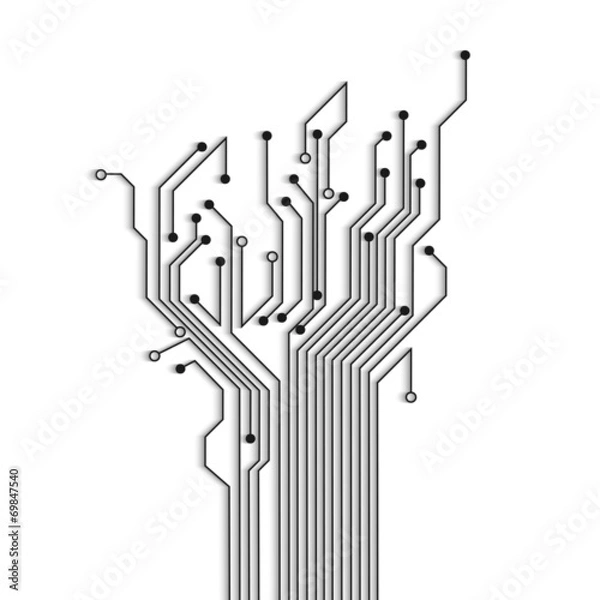 Fototapeta Abstract circuit tree with shadow