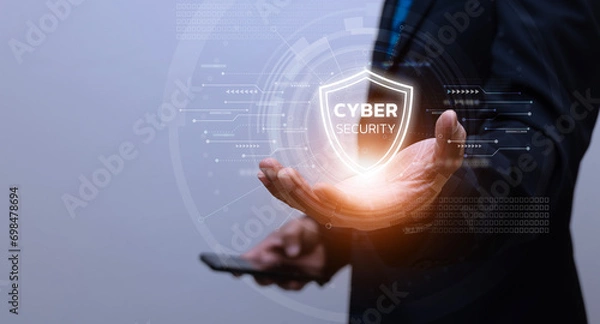 Fototapeta cyber security concept Experts use AI and artificial intelligence techniques to protect organizations from potential threats. Protect networks, systems, and programs from digital attacks from hackers.
