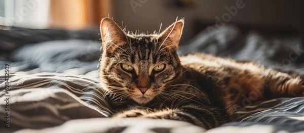 Fototapeta Cute cat featured in pet accessory ad banner.