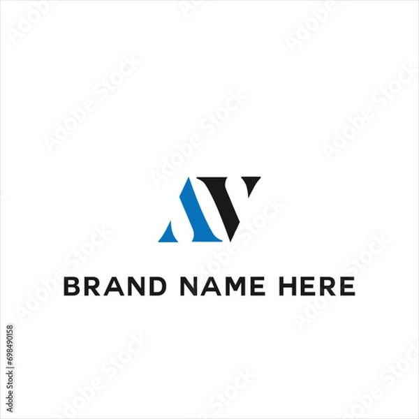 Fototapeta AV logo. A V design. White AV letter. AV, A V letter logo design. Initial letter AV linked circle uppercase monogram logo. A V letter logo vector design.	