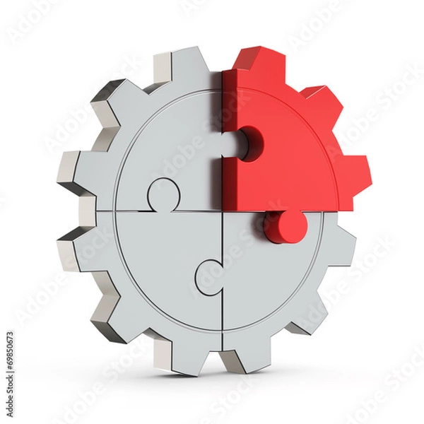 Obraz puzzle gear red part (creativity)