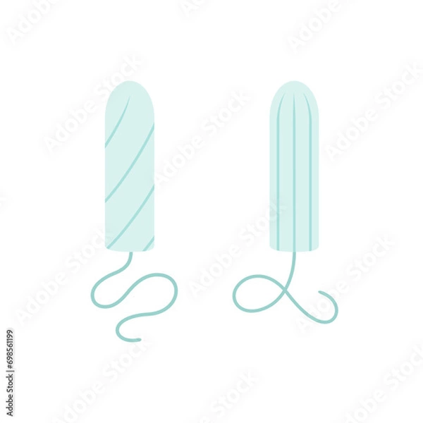 Fototapeta A set of tampons on a white background is an element of feminine hygiene during menstruation. Vector illustration