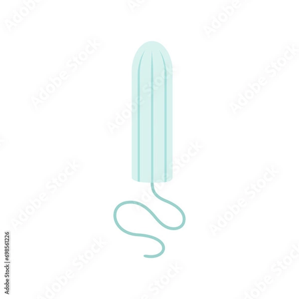 Fototapeta A tampon isolated on a white background is an element of feminine hygiene during menstruation. Vector illustration