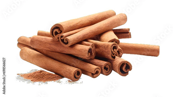 Obraz Cinnamon sticks isolated on white background. Cinnamon sticks on png transparent background.