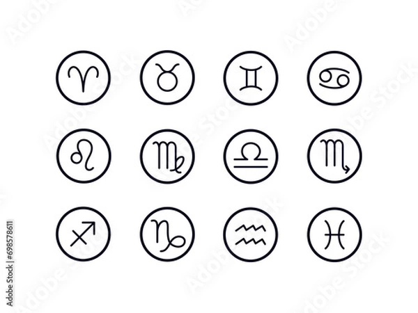 Obraz Zodiac signs. Astrological signs. Horoscope, astrology. Vector illustration.	