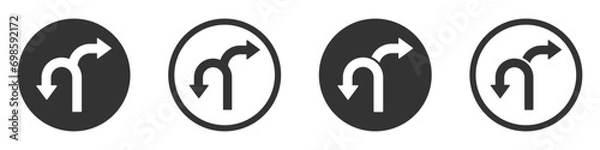 Fototapeta Choice vector icons set. Alternate Route line and filled vector Symbols set