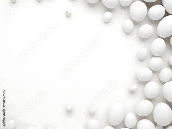 Fototapeta With easter eggs frame background with free copy space inside 