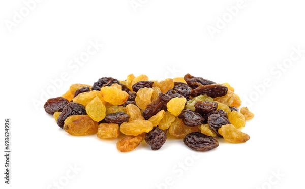 Obraz Dried raisins on white background
