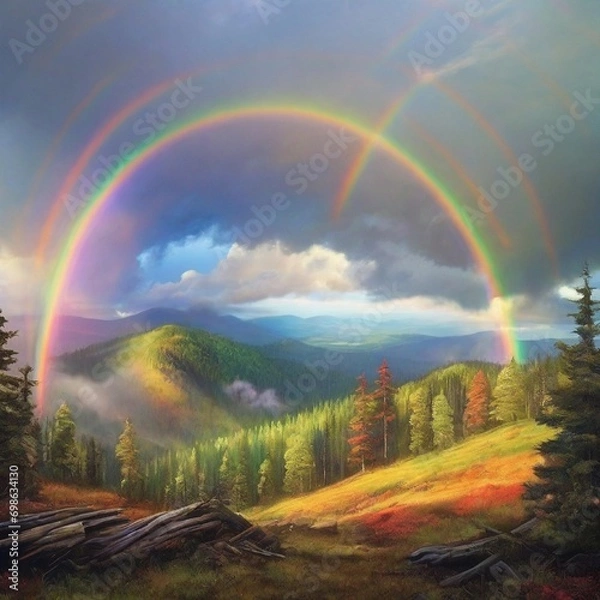 Obraz rainbow over the forest