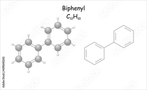 Fototapeta Stylized molecule model/structural formula of biphenyl.