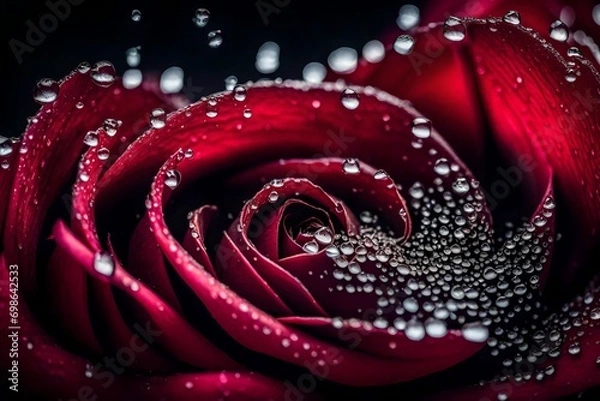 Obraz red rose with water drops background