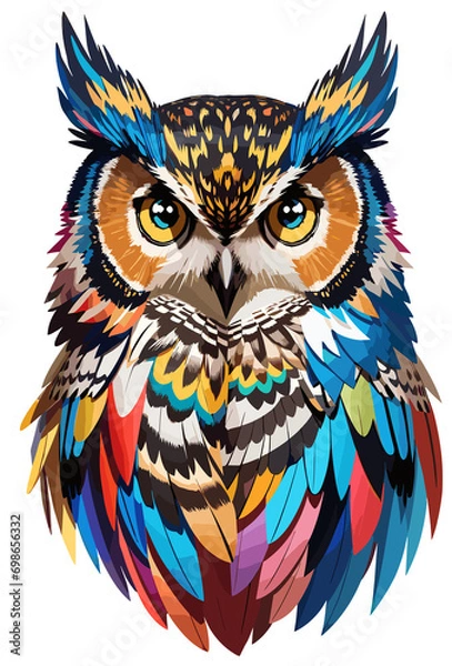 Obraz Owl in multicolored feathers