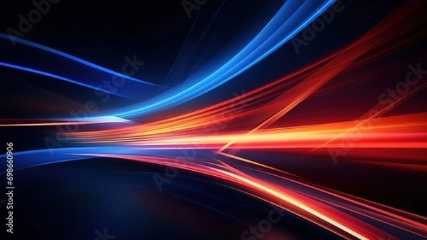 Fototapeta Abstract neon light background light on black. Technology Modern with copy space. AI