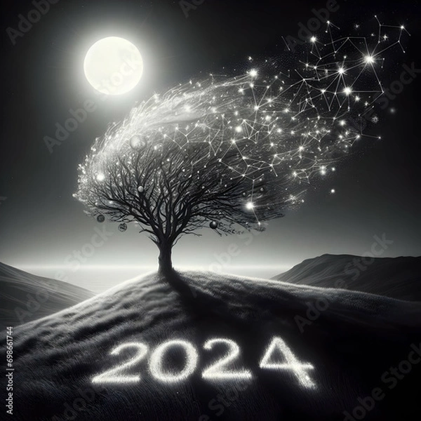 Fototapeta Pop the bubbly, 2024's calling!  Let's rewrite the rules.