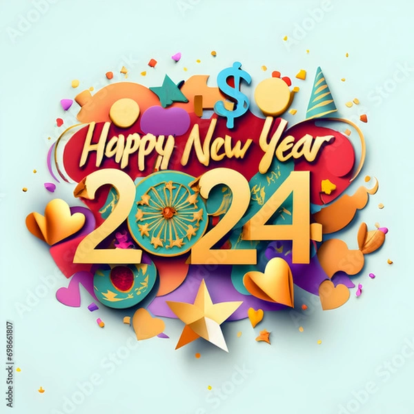 Fototapeta Pop the bubbly, 2024's calling!  Let's rewrite the rules.