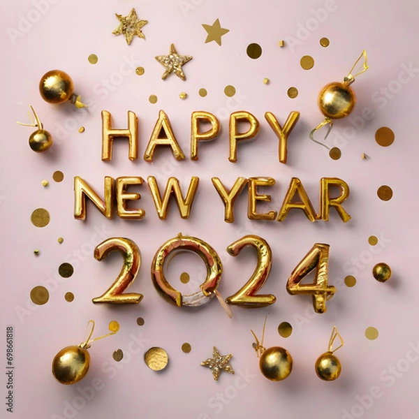 Fototapeta Pop the bubbly, 2024's calling!  Let's rewrite the rules.