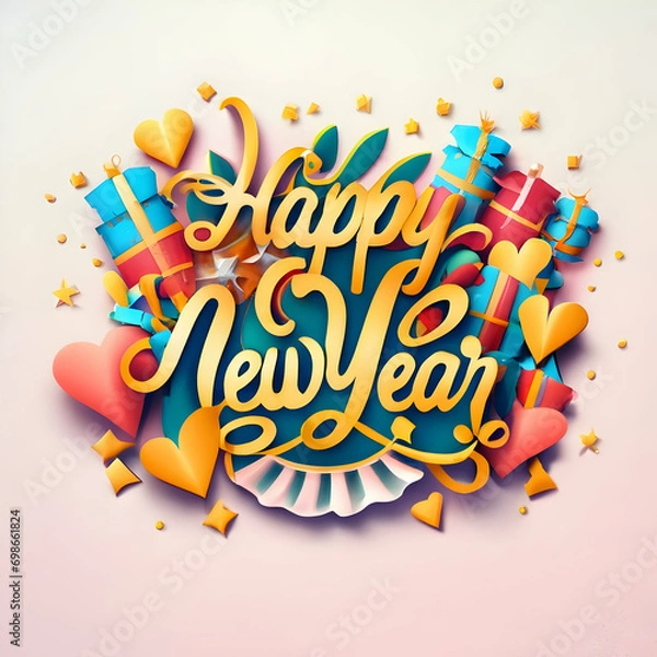 Fototapeta Pop the bubbly, 2024's calling!  Let's rewrite the rules.