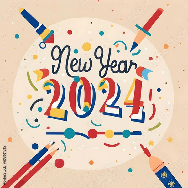 Fototapeta Pop the bubbly, 2024's calling!  Let's rewrite the rules.