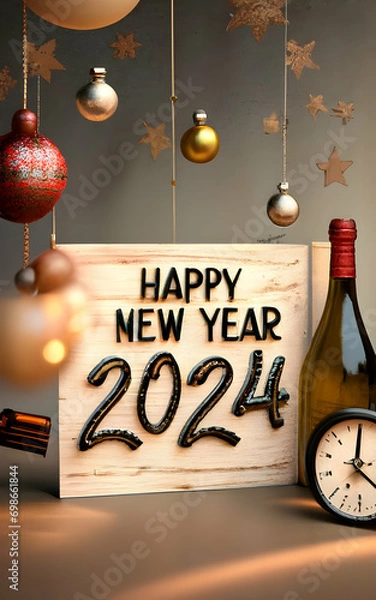 Fototapeta Pop the bubbly, 2024's calling!  Let's rewrite the rules.