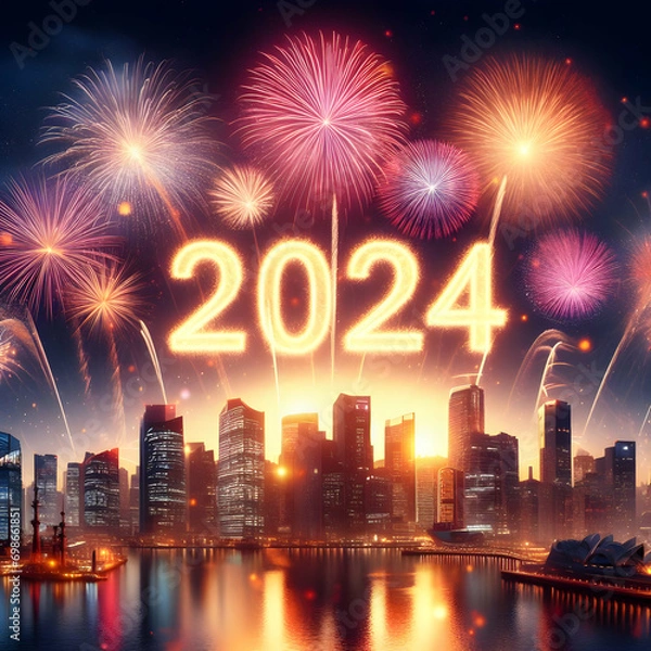 Fototapeta Pop the bubbly, 2024's calling!  Let's rewrite the rules.