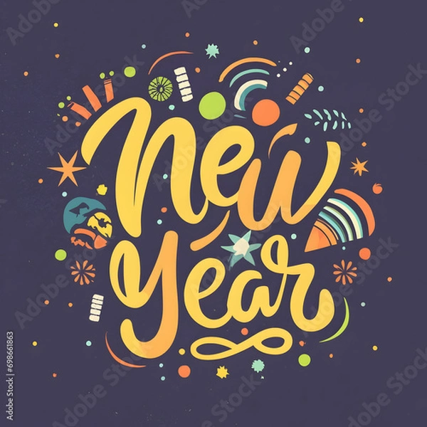 Fototapeta Pop the bubbly, 2024's calling!  Let's rewrite the rules.