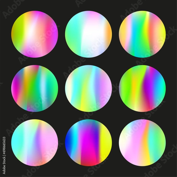 Fototapeta Hologram abstract backgrounds set. Holographic gradient.