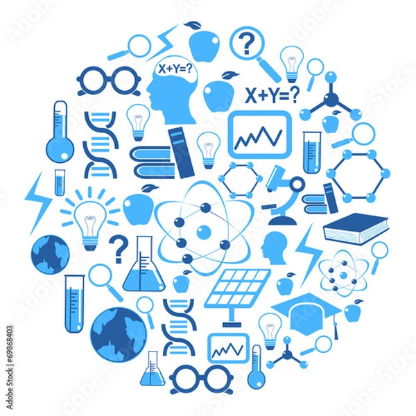 Obraz science icons in circle