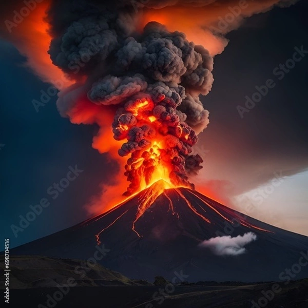 Fototapeta volcano in the clouds