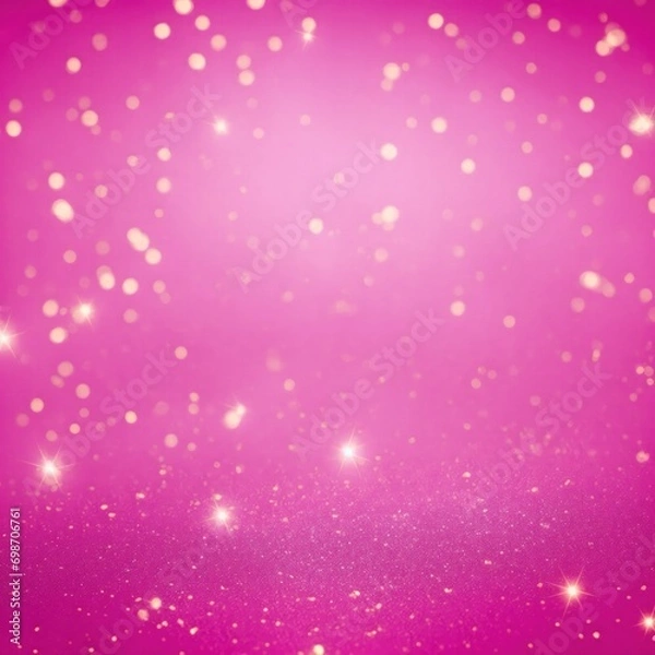 Fototapeta Pink background with golden sparkling particles and bokeh lights. background with gold foil texture