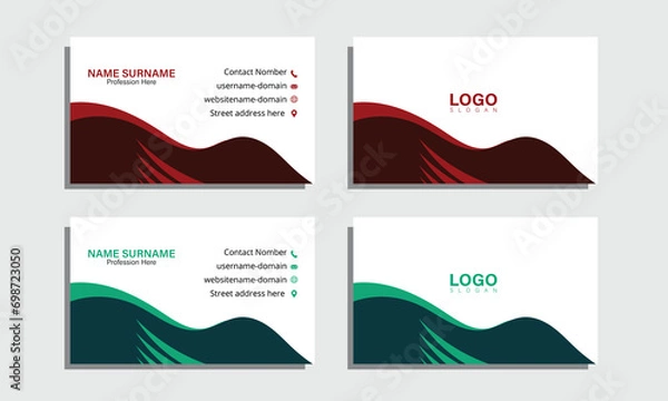 Fototapeta Set of modern visiting card template design ,vactor file two color version available 