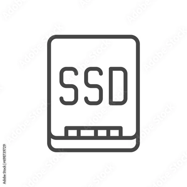 Fototapeta SSD, linear icon. Solid state memory storage. Line with editable stroke