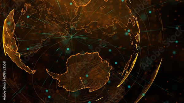 Fototapeta Digital orange planet of Earth, 3D animation