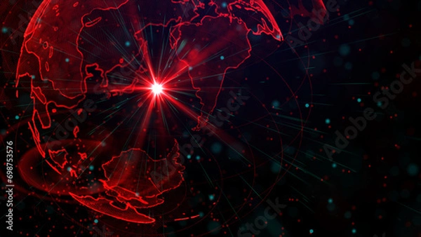 Fototapeta Digital red planet of Earth, 3D animation