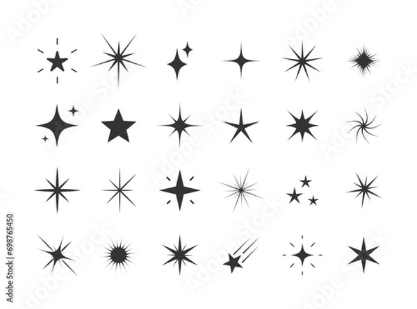 Fototapeta Star symbols of different shapes silhouette set