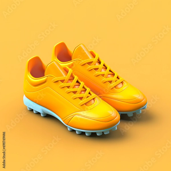 Obraz Isolated pair of yellow football shoes (Generative AI)