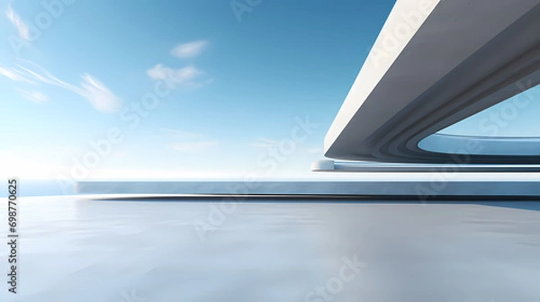 Fototapeta 3d render of abstract futuristic architecture with empty concrete floor