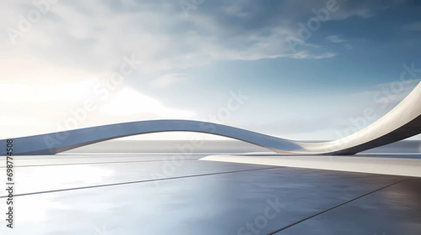 Obraz 3d render of abstract futuristic architecture with empty concrete floor