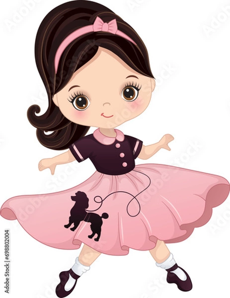 Obraz Vector Carton Sock Hop Fifties Dancing Girl