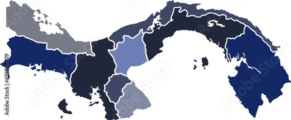 Fototapeta map of panama and provinces 3d map isometric