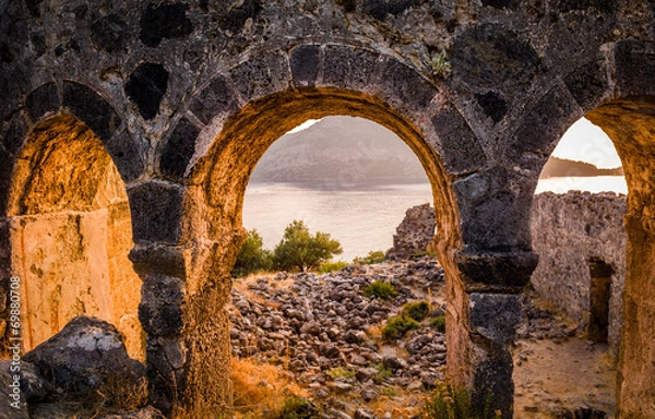 Obraz Gemiler Island ruins on sunset