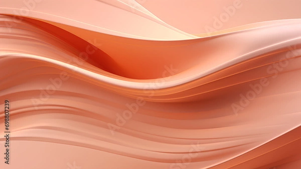 Obraz Abstract bright background in Peach Fuzz shade, delicate color of the year. Peach wave, with transitions. Watercolor lines, banner.