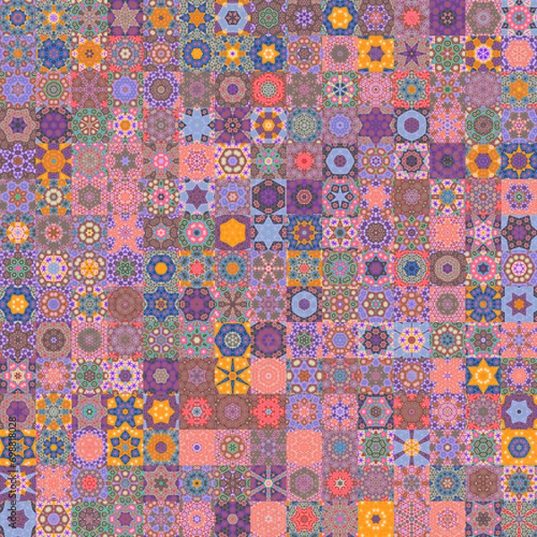 Obraz Pastel colored circular mandala shapes multi patterned and textured background.