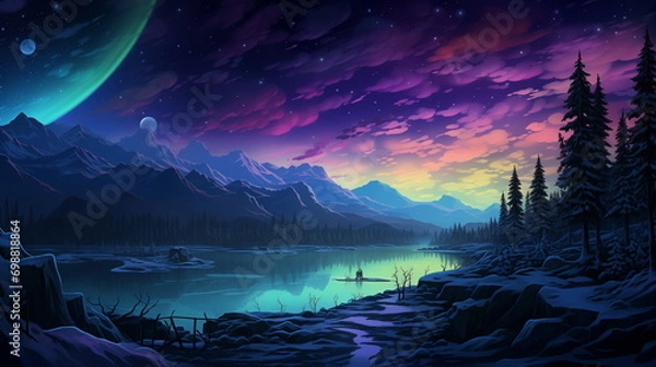 Obraz A person in a canoe on a lake